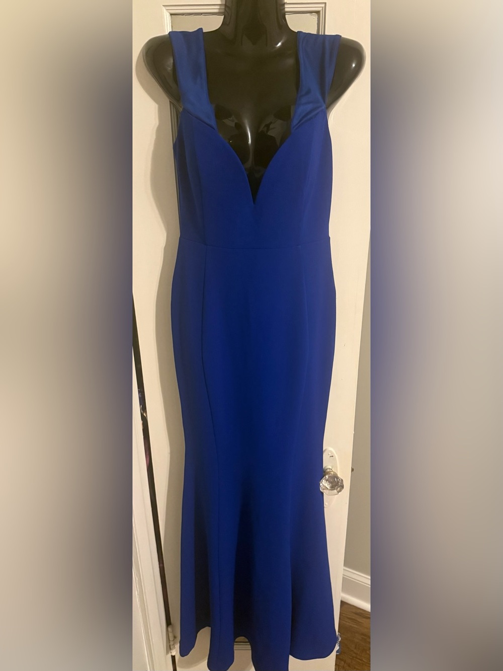 Windsor Royal Blue Deep V-Neck Satin Strap Mermaid Formal Prom Maxi Gown S
